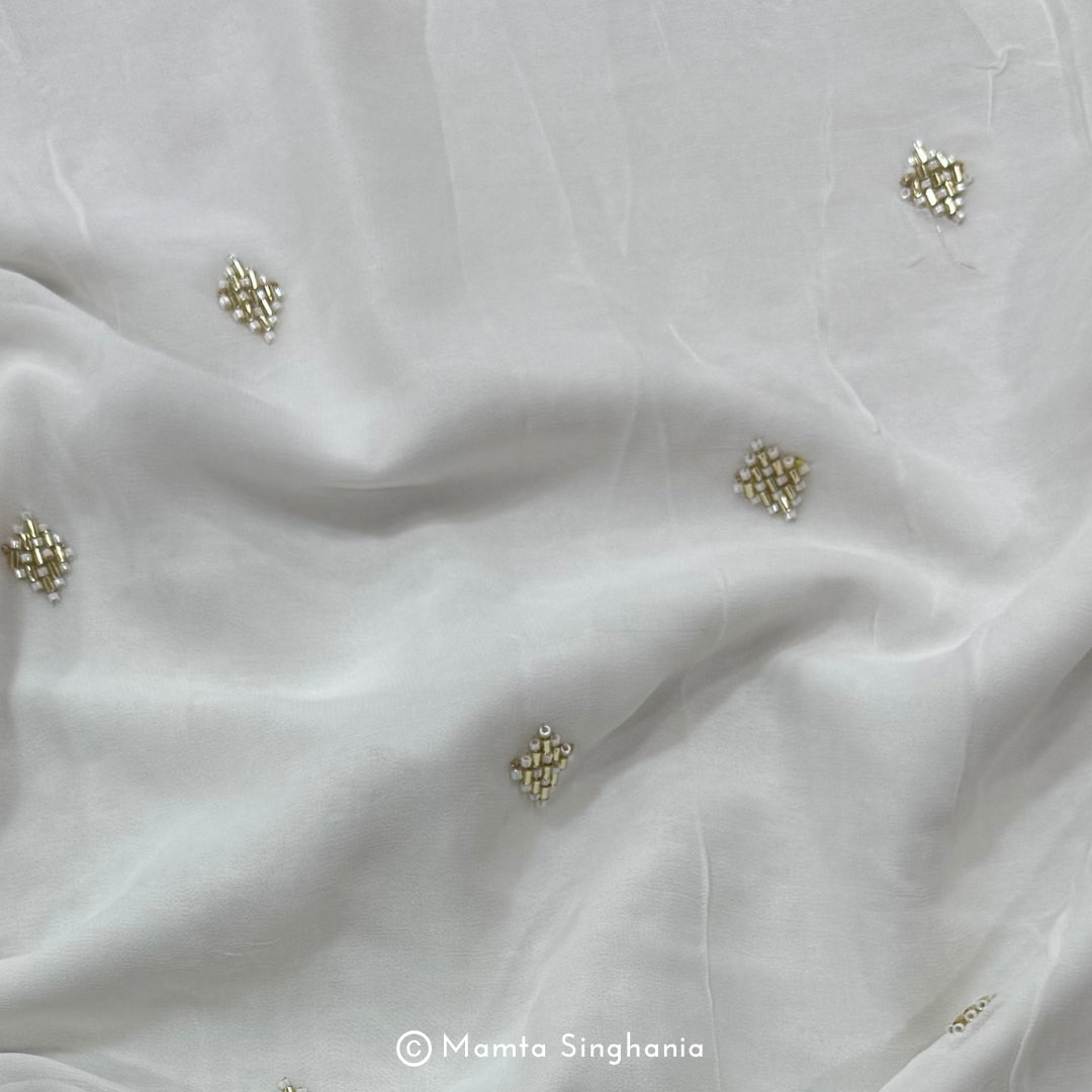 White Plain Dyeable Embroidered Georgette Fabric