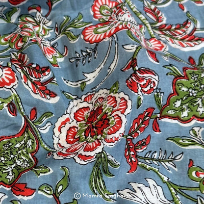 Light Grey Floral Printed Cotton Fabric