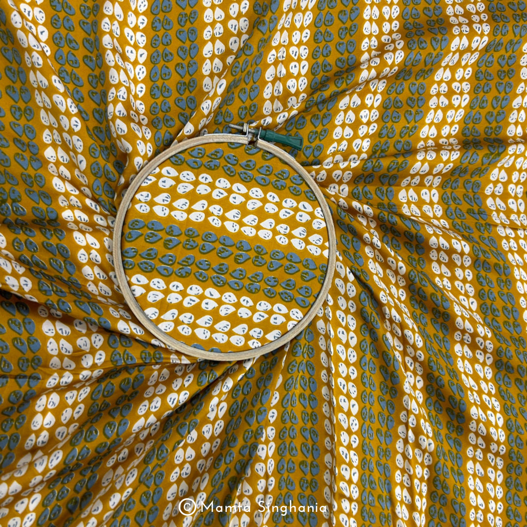Yellow Printed Modal Satin