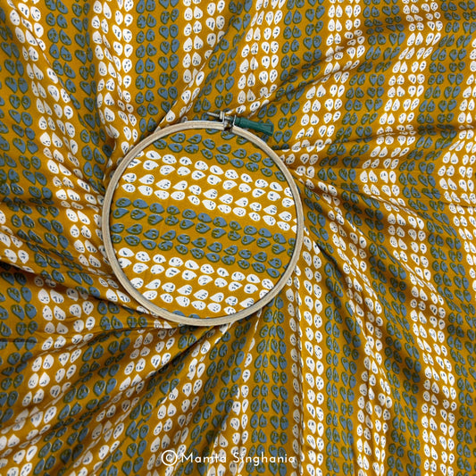 Yellow Printed Modal Satin