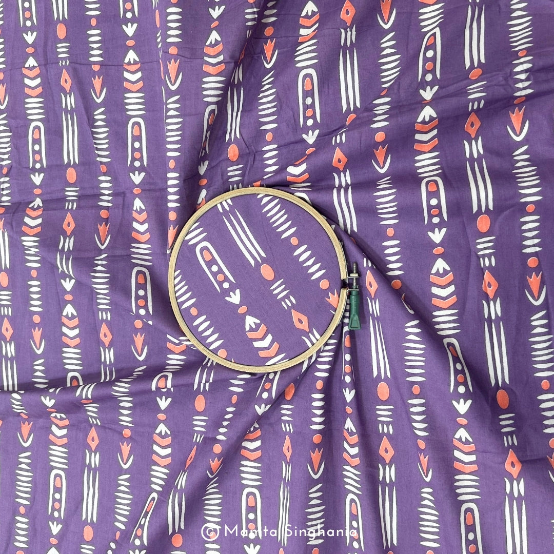 Light Purple Abstract Printed Cotton Fabric