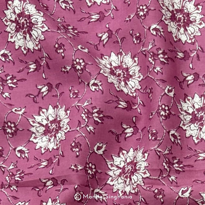 Onion Pink Floral Printed Cotton Fabric