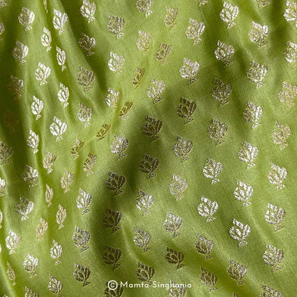 Green Banarasi Brocade Katan Silk Fabric