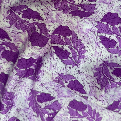 Purple Floral Printed Cotton Fabric