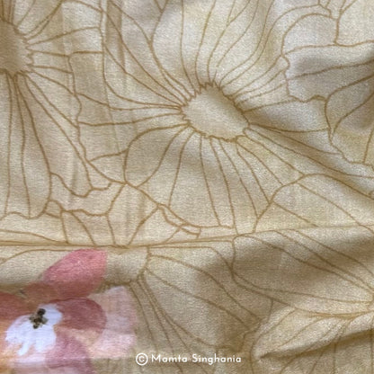 Shaded Mustard Yellow Floral Printed Cotton Fabric