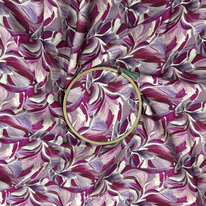 Purple Abstract Printed Modal Satin