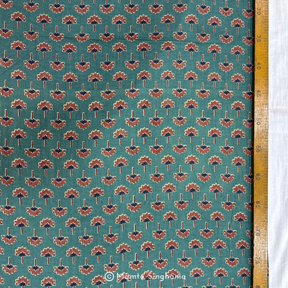 Teal Floral Printed Cotton Fabric