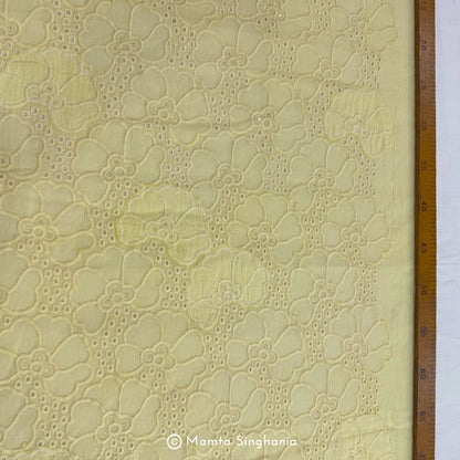 Light Yellow Floral Hakoba Mul Cotton Fabric