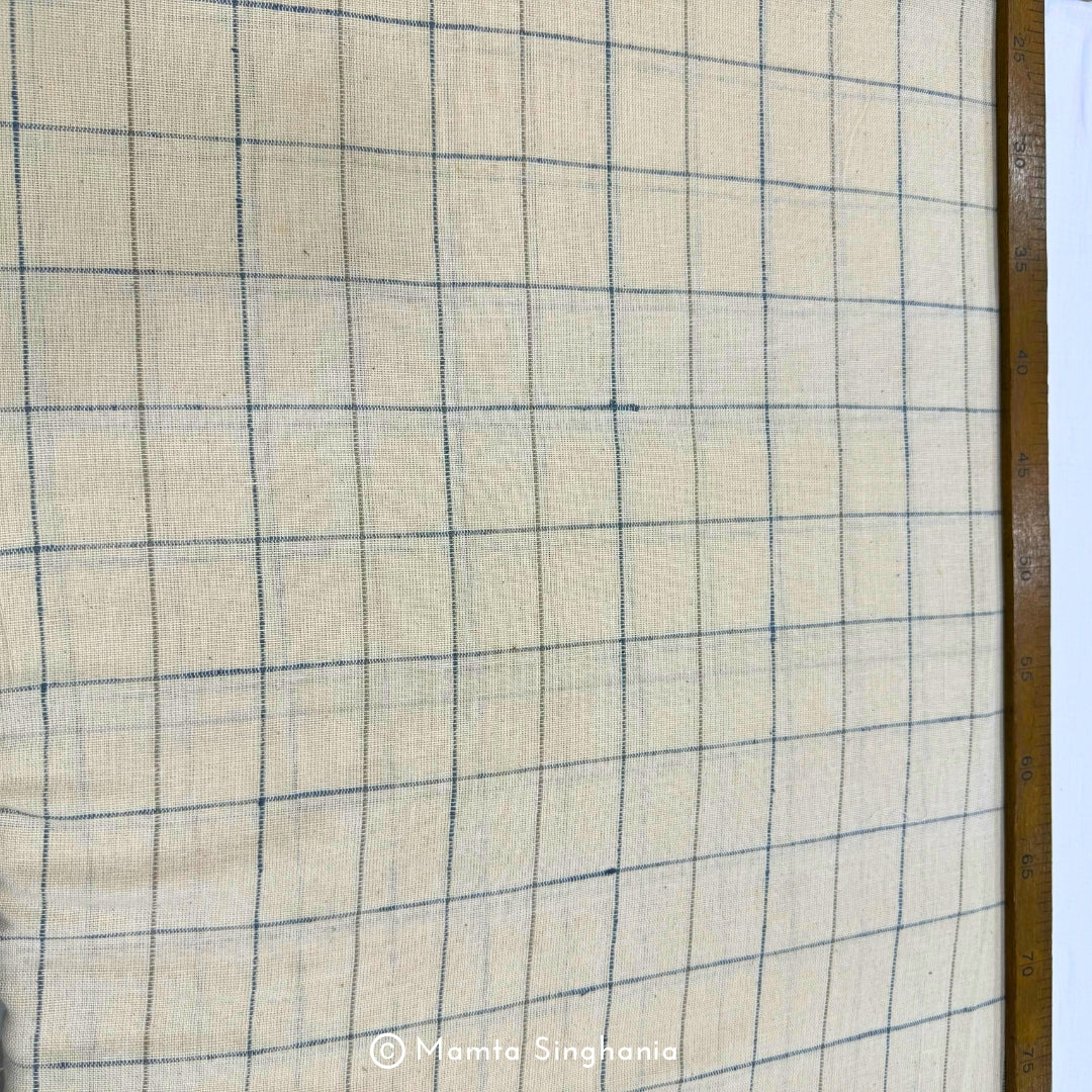 White Checks Handloom Khadi Cotton Fabric