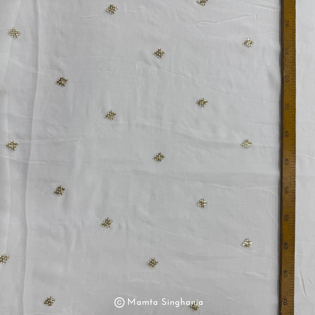 White Plain Dyeable Embroidered Georgette Fabric