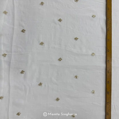 White Plain Dyeable Embroidered Georgette Fabric