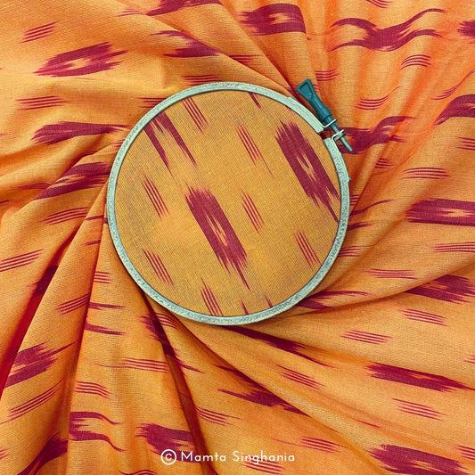 Orange Ikkat Fabric