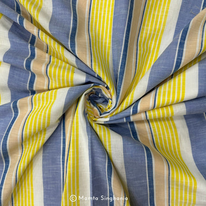 Multi Colour Stripe Handloom Khadi Cotton Fabric