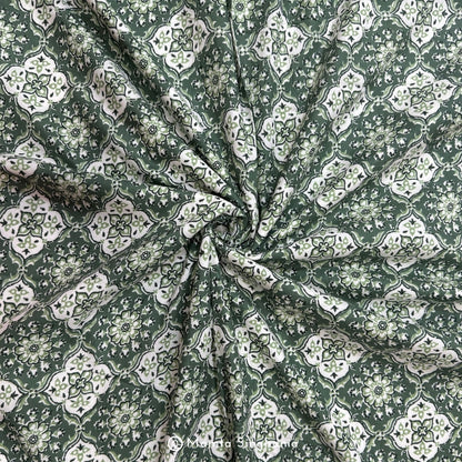 Sage Green Floral Printed Cotton Fabric