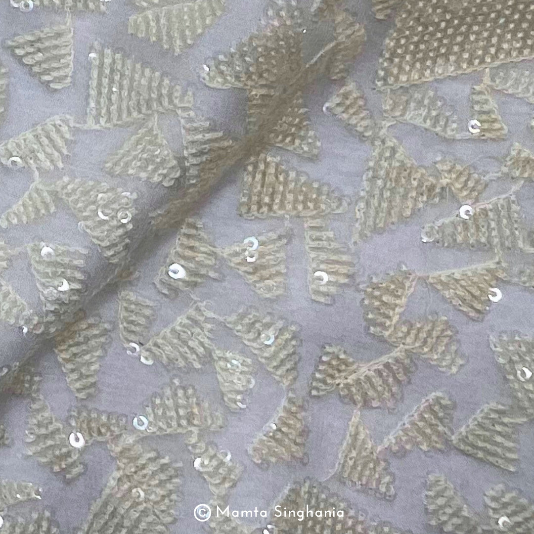 White Plain Dyeable Embroidered Georgette Fabric