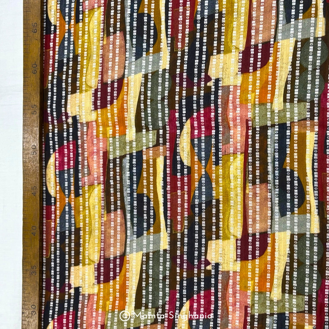 Abstract Printed Self Weave Cotton Fabric