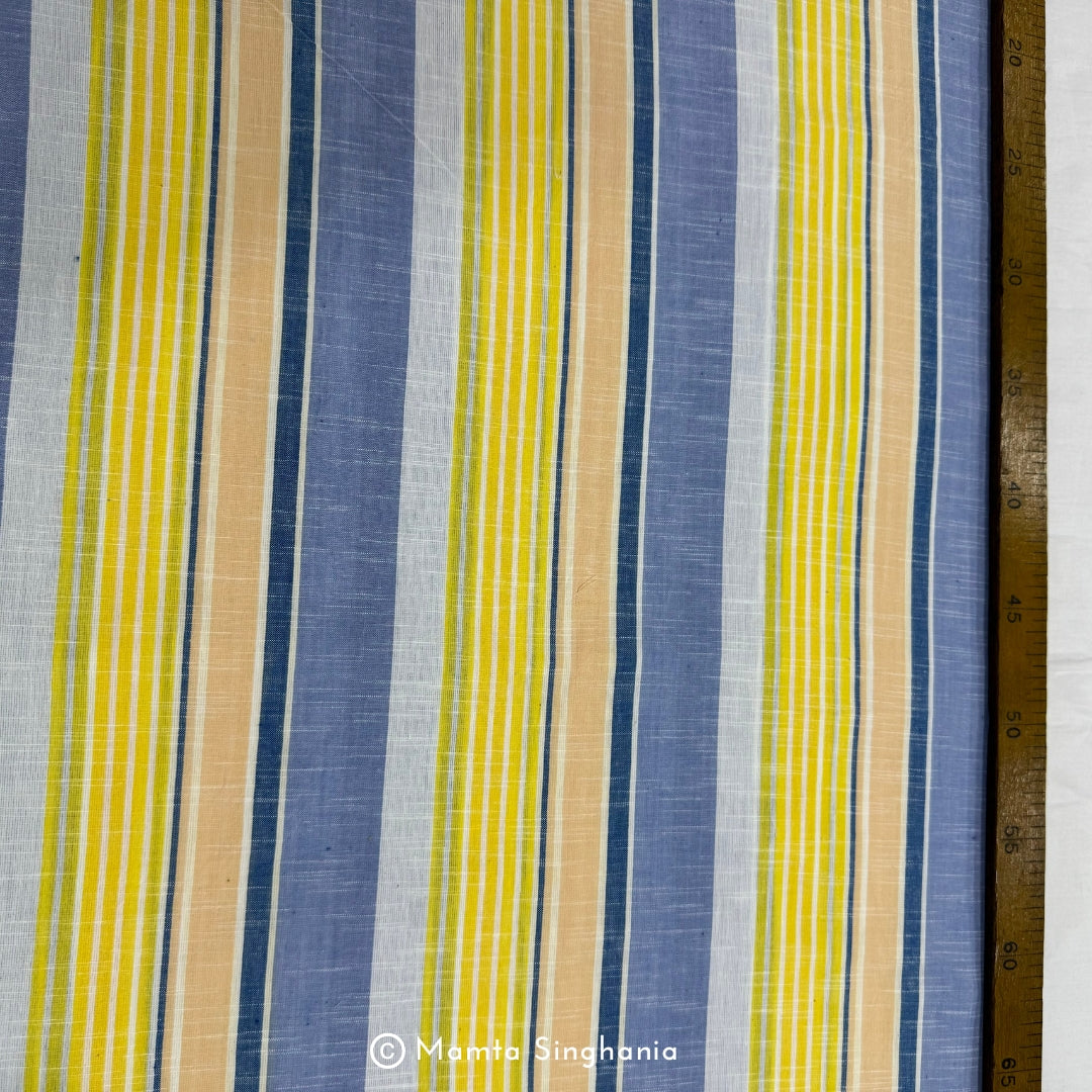 Multi Colour Stripe Handloom Khadi Cotton Fabric