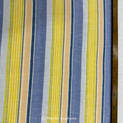Multi Colour Stripe Handloom Khadi Cotton Fabric
