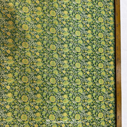 Green Floral Banarasi Brocade Katan Silk Fabric
