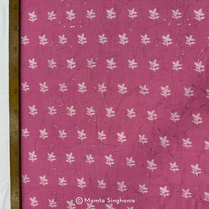 Pink Embroidered Cotton Fabric