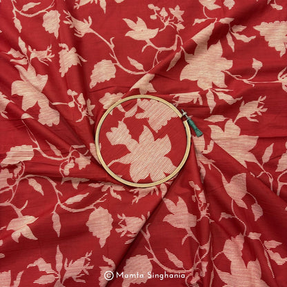 Red Floral Printed Cotton Fabric