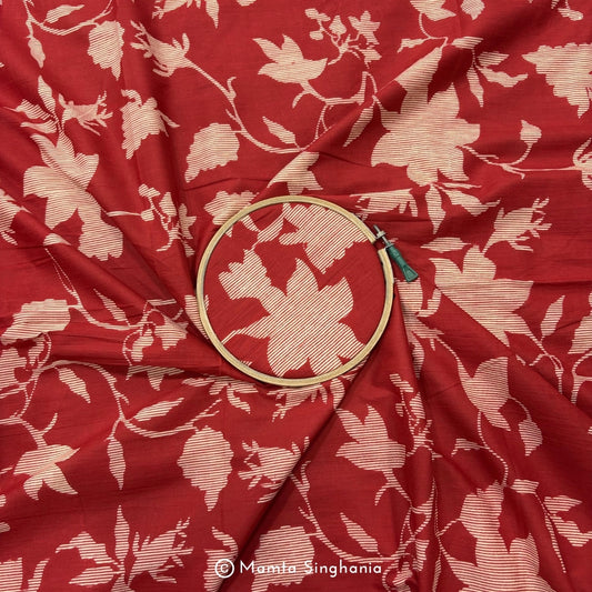 Red Floral Printed Cotton Fabric