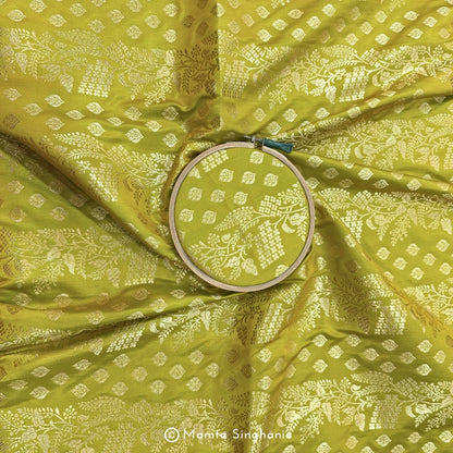 Yellow Banarasi Brocade Katan Silk Fabric