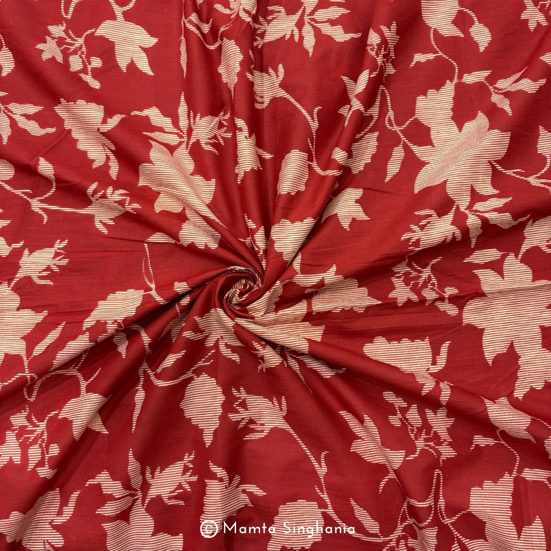 Red Floral Printed Cotton Fabric