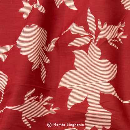Red Floral Printed Cotton Fabric