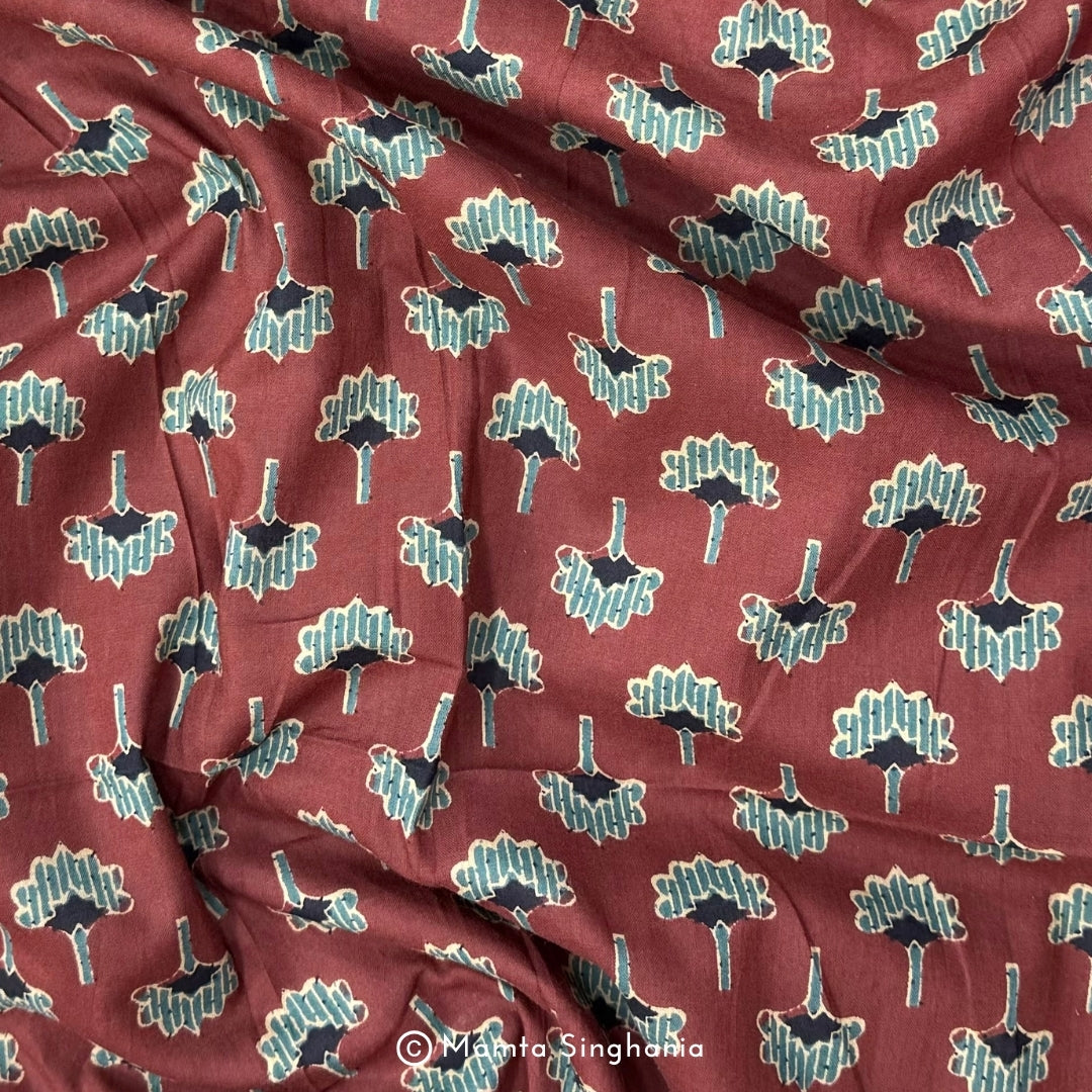 Sangria Floral Printed Cotton Fabric