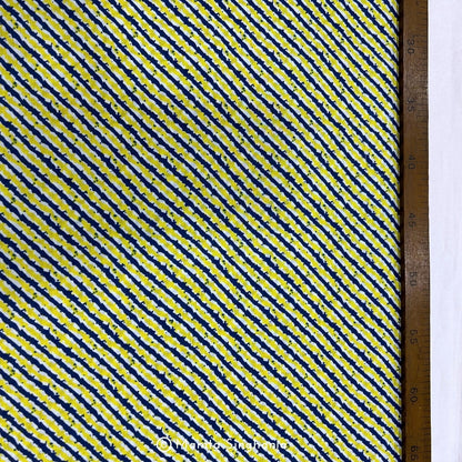 Blue Yellow Leheriya Printed Cotton Fabric