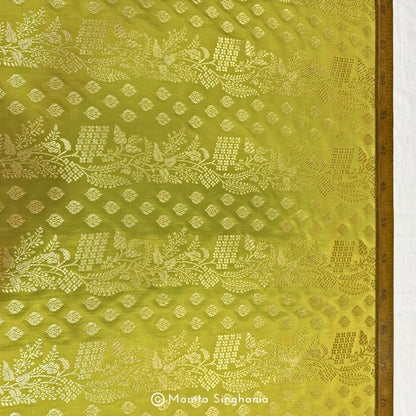 Yellow Banarasi Brocade Katan Silk Fabric