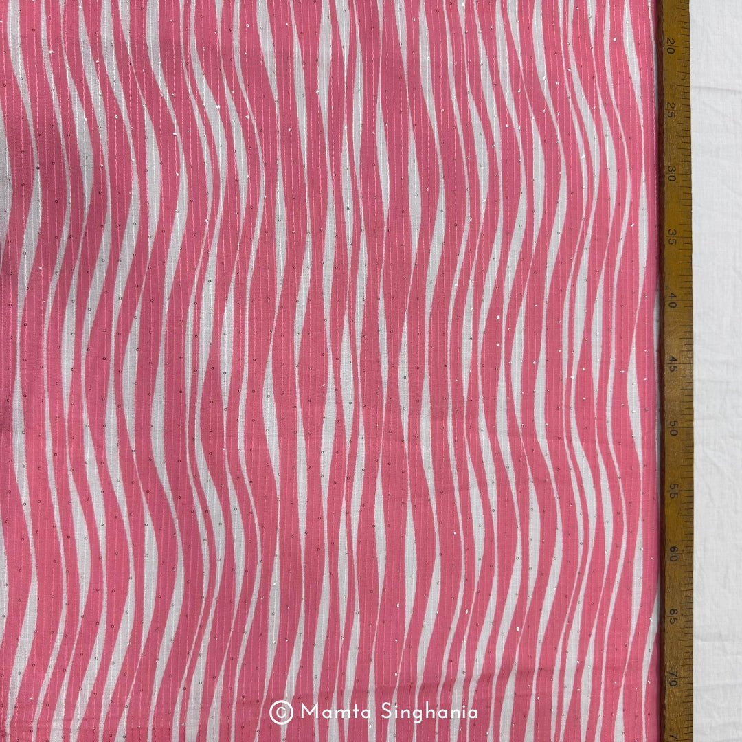 Light Pink Sequins Embroidered Cotton Fabric