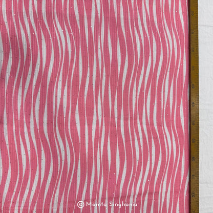 Light Pink Sequins Embroidered Cotton Fabric