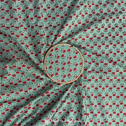 Light Green Floral Printed Cotton Fabric