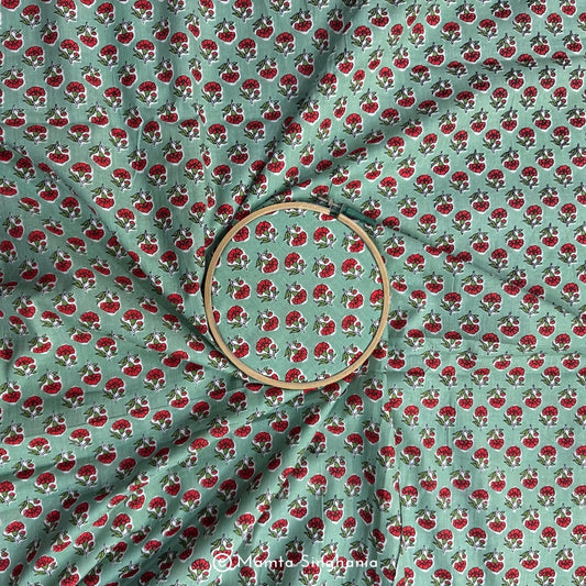 Light Green Floral Printed Cotton Fabric