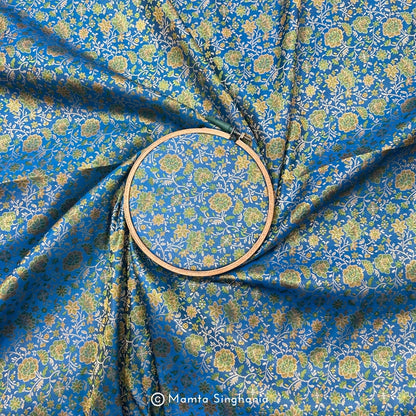 Blue Banarasi Brocade Katan Silk Fabric