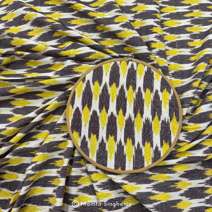 Black Yellow Ikkat Fabric