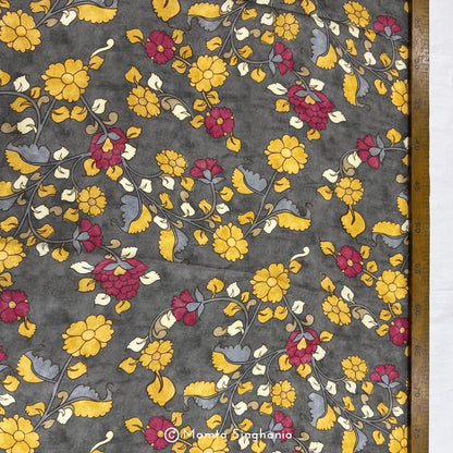 Grey Kalamkari Printed Modal Satin