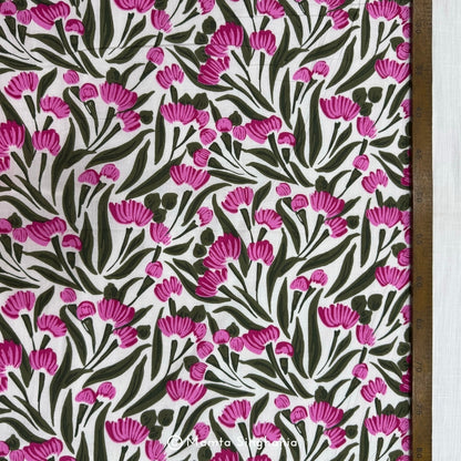Pink Floral Printed Cotton Fabric