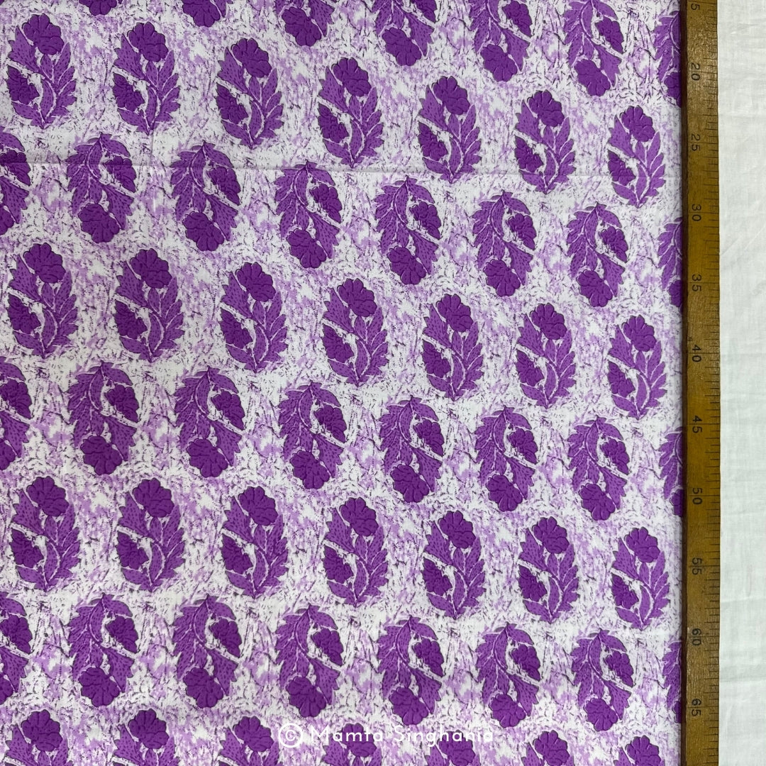 Purple Floral Printed Cotton Fabric