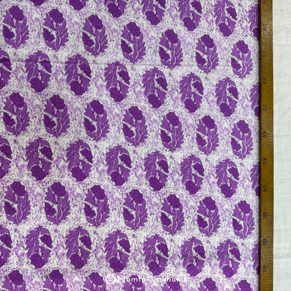 Purple Floral Printed Cotton Fabric