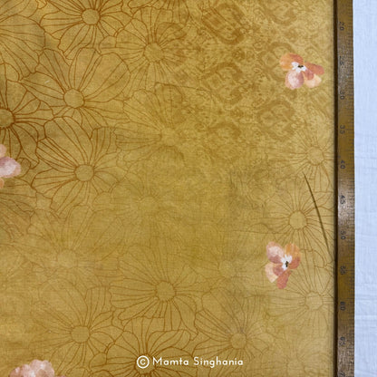 Shaded Mustard Yellow Floral Printed Cotton Fabric