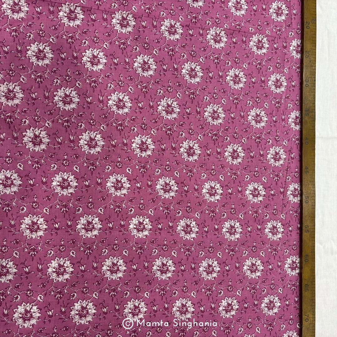 Onion Pink Floral Printed Cotton Fabric