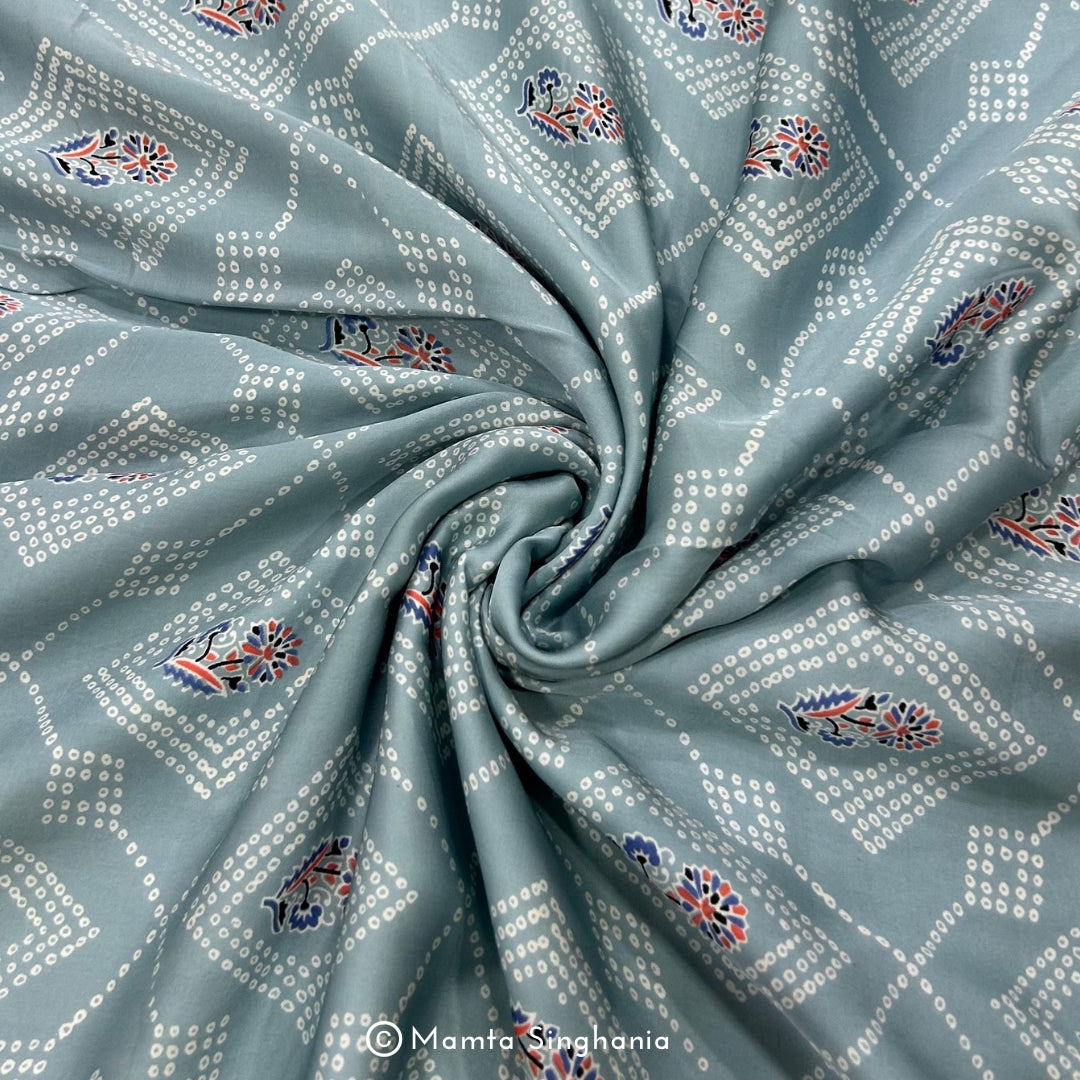 Caroline Blue Printed Modal Satin