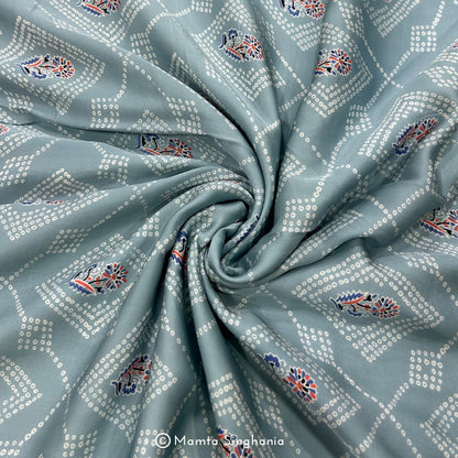 Caroline Blue Printed Modal Satin