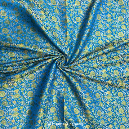 Blue Banarasi Brocade Katan Silk Fabric