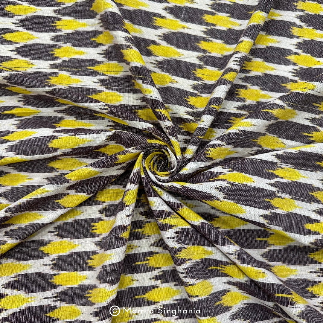 Black Yellow Ikkat Fabric