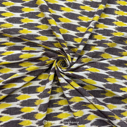 Black Yellow Ikkat Fabric