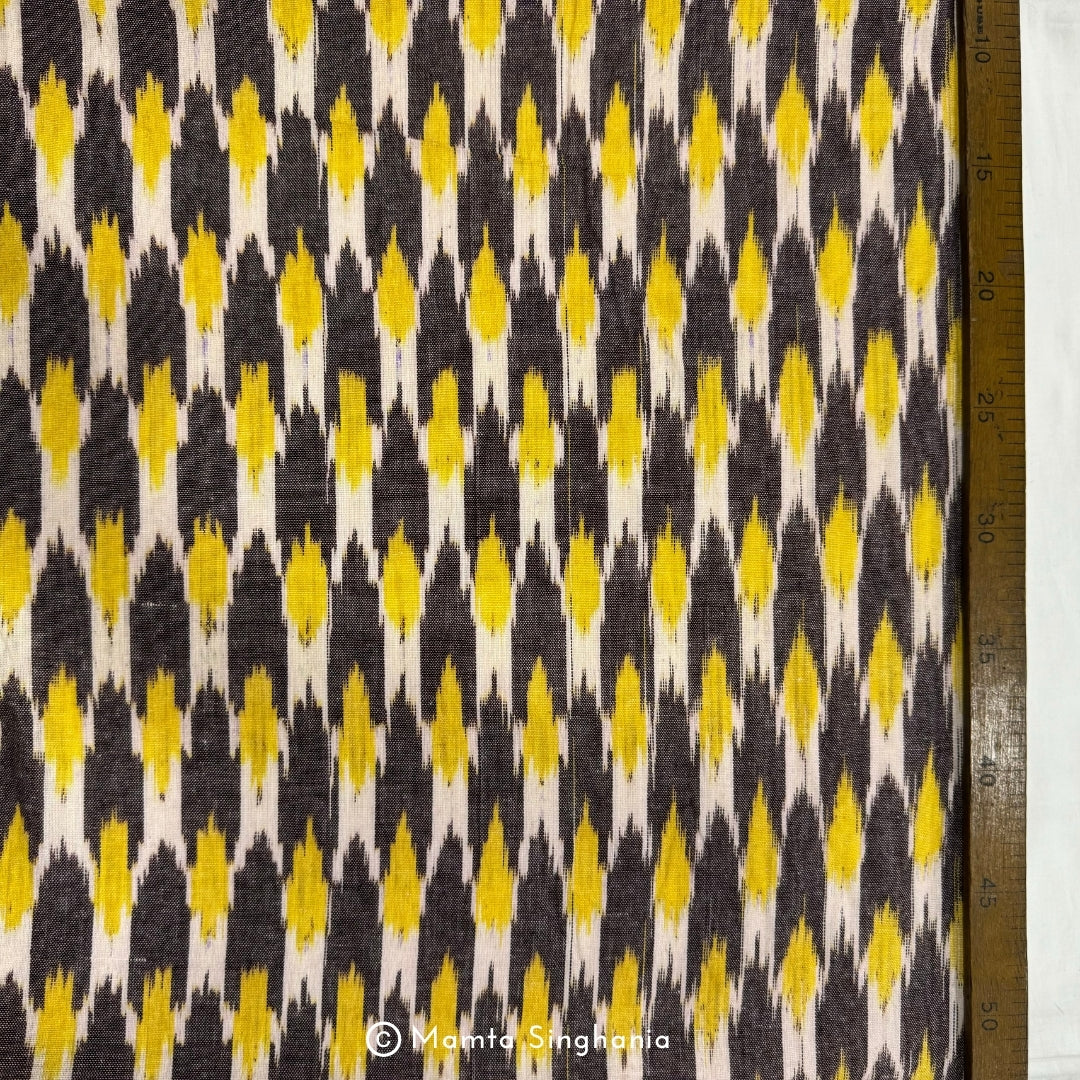 Black Yellow Ikkat Fabric
